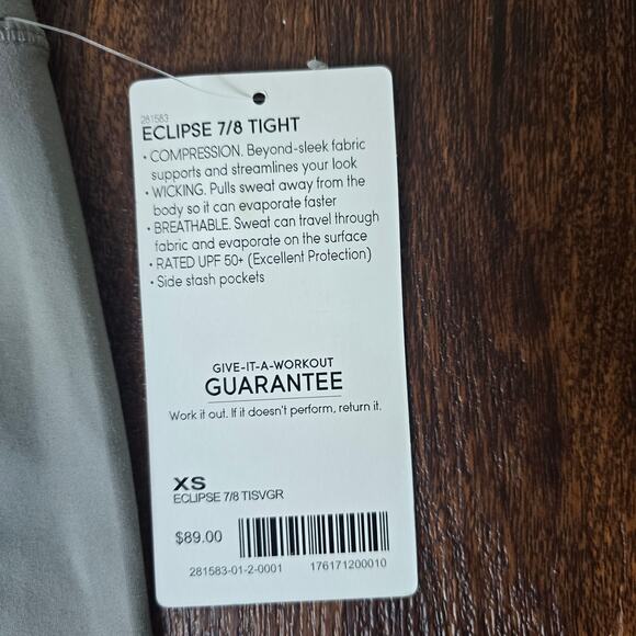 Athleta Eclipse 7/8 Tight Silver Grey XS Style # 281583, NWT - Picture 8 of 8